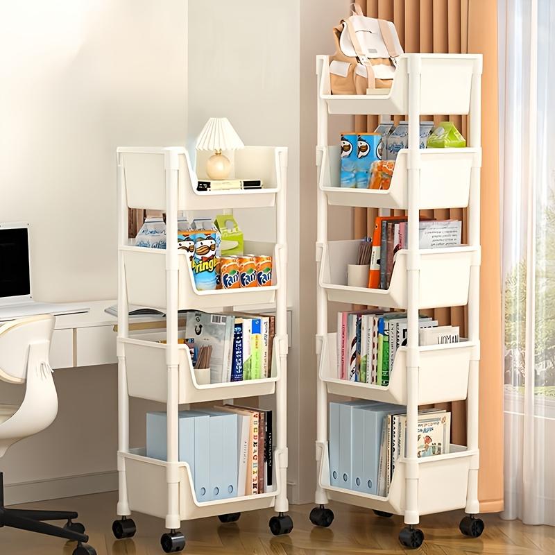 1 Storage Rack Trolley, Vertical Multi-layer Storage, with Wheels, Suitable for Kitchens, Bathrooms, Dormitories, Etc