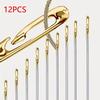 12PCS Needle-Free Embroidery Needles for Elderly Blind DIY Handcraft Sewing Steel Needle No Thread Needed Embroidery Stitches