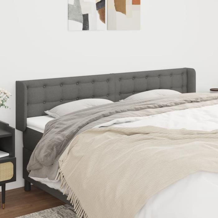 VidaXL Tête de lit avec oreilles Gris foncé 163x16x78-88 cm Tissu3119209
