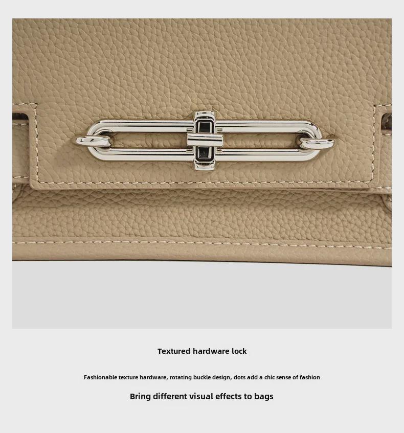 "2025 Fashion Women's Cowhide Shoulder Bag: Tofu Design with Pig Nose Accent"