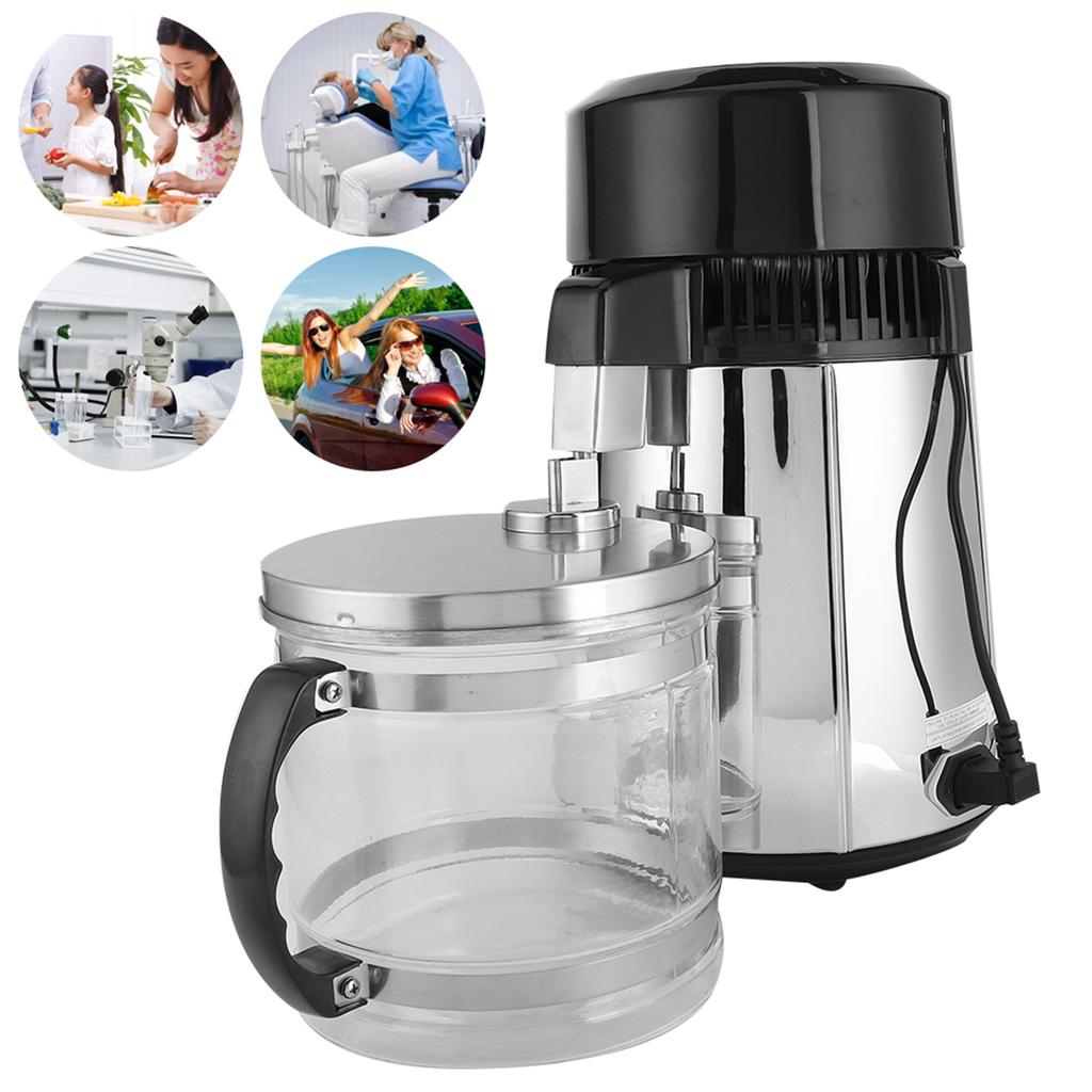4L Stainless Steel Countertop Pure Water Distiller Distillation Equipment for Home OfficeUS