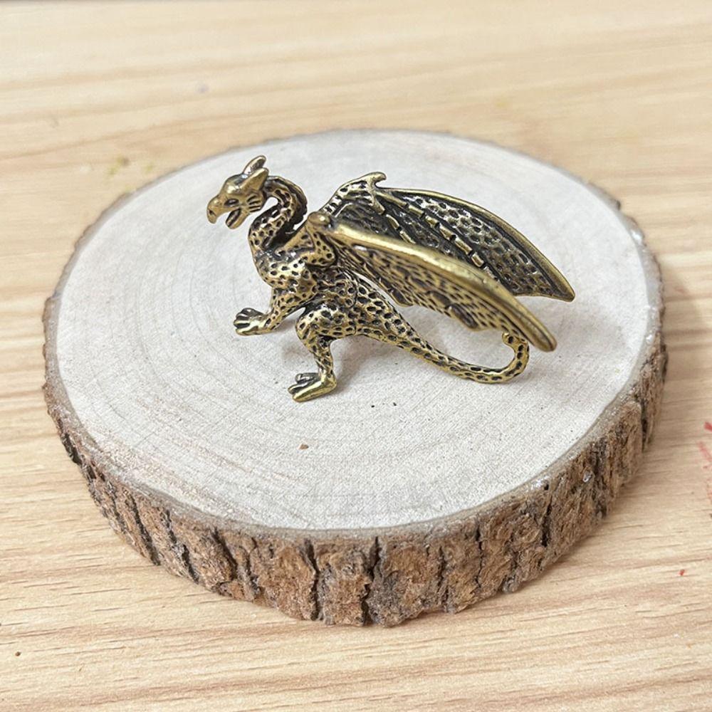 Solid Brass Pterosaur Statue Small Dragon Figurines  Home Desk Decorations