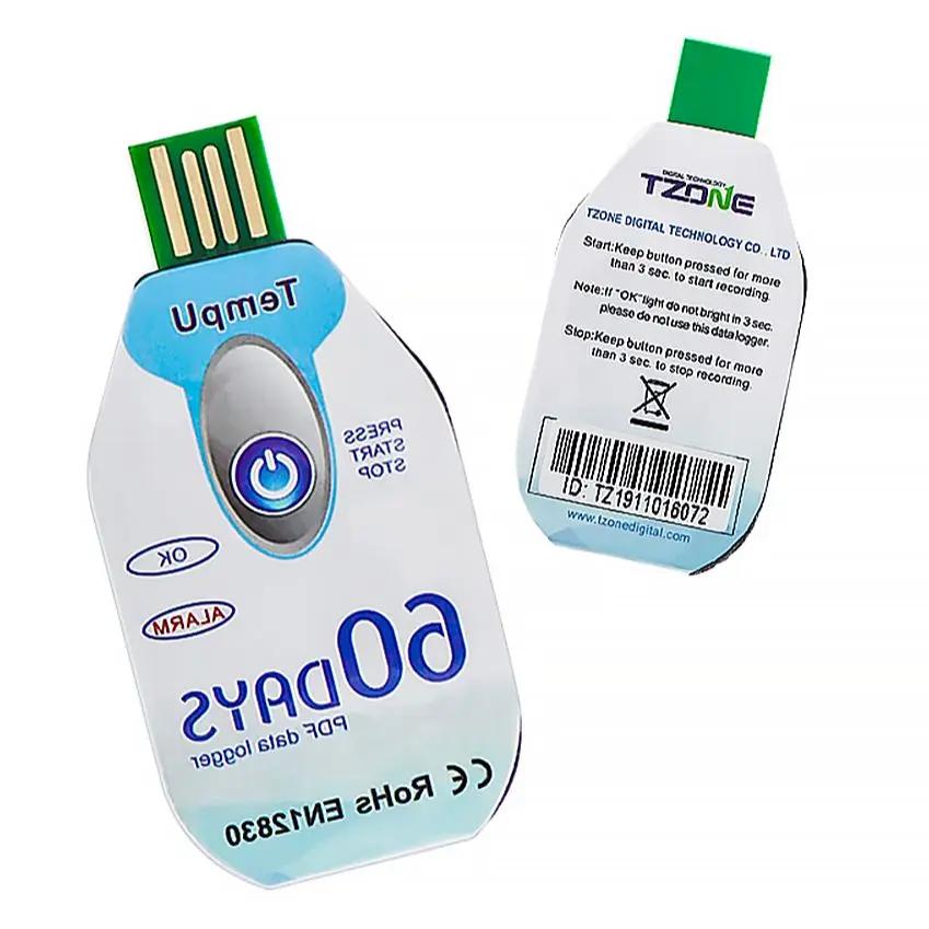 USB Temperature Data Logger Temperature Humidity Data Recorder Single Use USB Port 10000 Points PDF File Report 30/60/90 Days