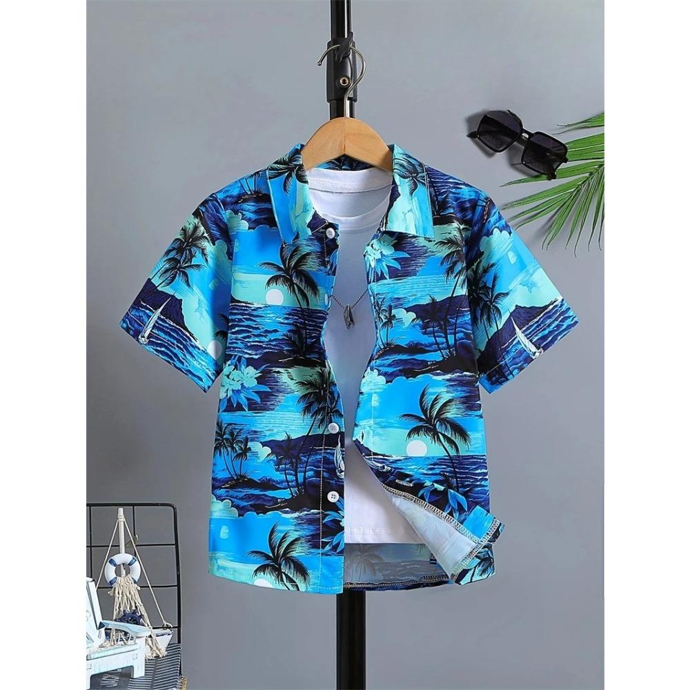 Floral Shirts Men's Hawaii Holiday Party Blouse 2025 Lapel Beach Shirt Flower Camisas Short-sleeved Womens Clothes