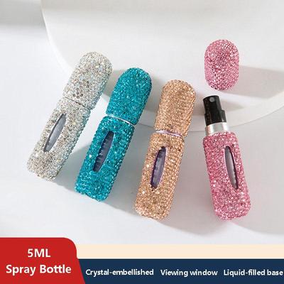 5ML Doldurulabilir Parfüm Sprey Şişesi Kristal Pencere ile Alttan Doldurma Taşınabilir Atomizer Sızdırmaz Seyahat Parfüm Dağıtıcısı