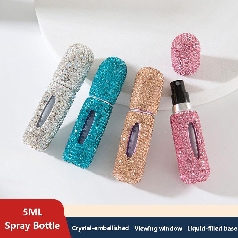

5ML Refillable Perfume Spray Bottle with Crystal Window Bottom Fill Portable Atomizer Leakproof Travel Perfume Dispenser 5ML чорний