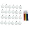 25Pcs Blank Christmas Ball Ornaments Shatterproof with 4 Pens,3cm Paintable Xmas Tree Hanging