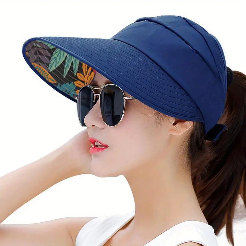 Women Wide Brim Sun Protection Visor Sun Hat, Anti-UV Lightweight Breathable Foldable Beach Hat For Outdoor Sport Cycling Drive