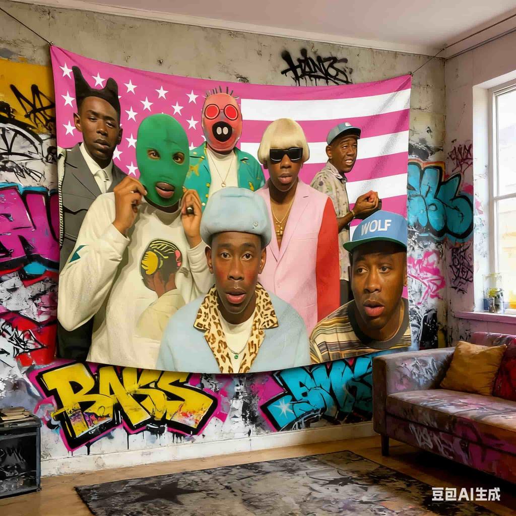 1pc Hip Hop Artist Collage Tapestry 2D Polyester Wall Art for Bedroom Living Room Aesthetic Room Decor Unique Gift
