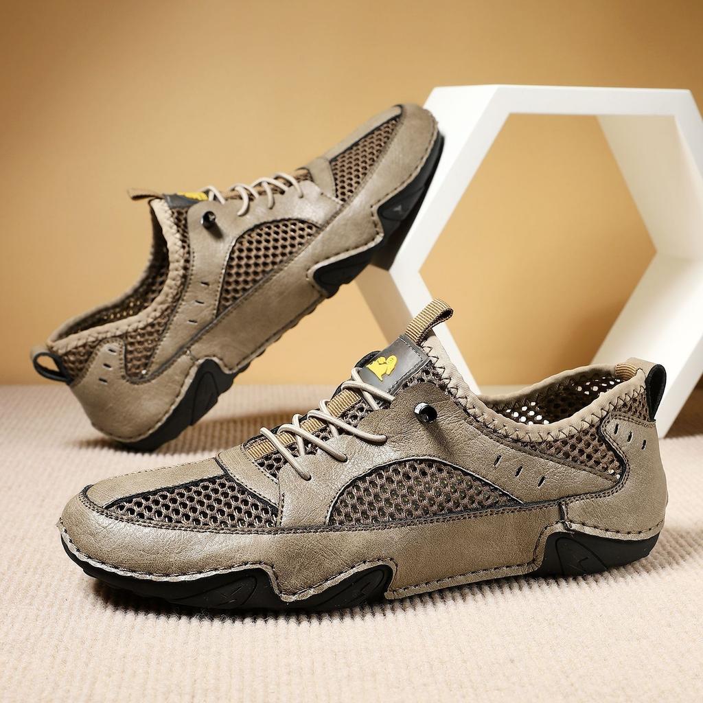 Piele piele de vacă pantofi sport casual noi pentru bărbați mărime mare cusut pantofi din plasă respirabilă pantofi pentru bărbați caracatiță