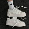 Spring black and white canvas shoes platform heightening casual big head shoes niche comfortable board shoes