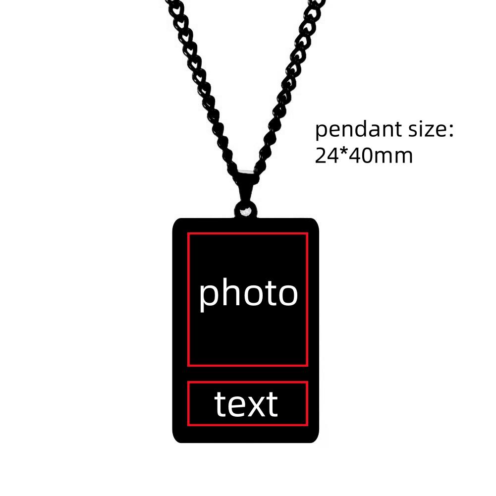 Jeshayuan Personalised Photo Necklace Custom Picture Engrave Text Necklace for Boy Girlfriend Pet Memorial Anniversary Gift