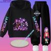 2026 Lässiges Mädchen-Oberteil und Jungen-Kapuzenjacke Set. Jungen Sportshirt mit Cartoon-Aufdruck. Herbst/Winter Langarmhose.