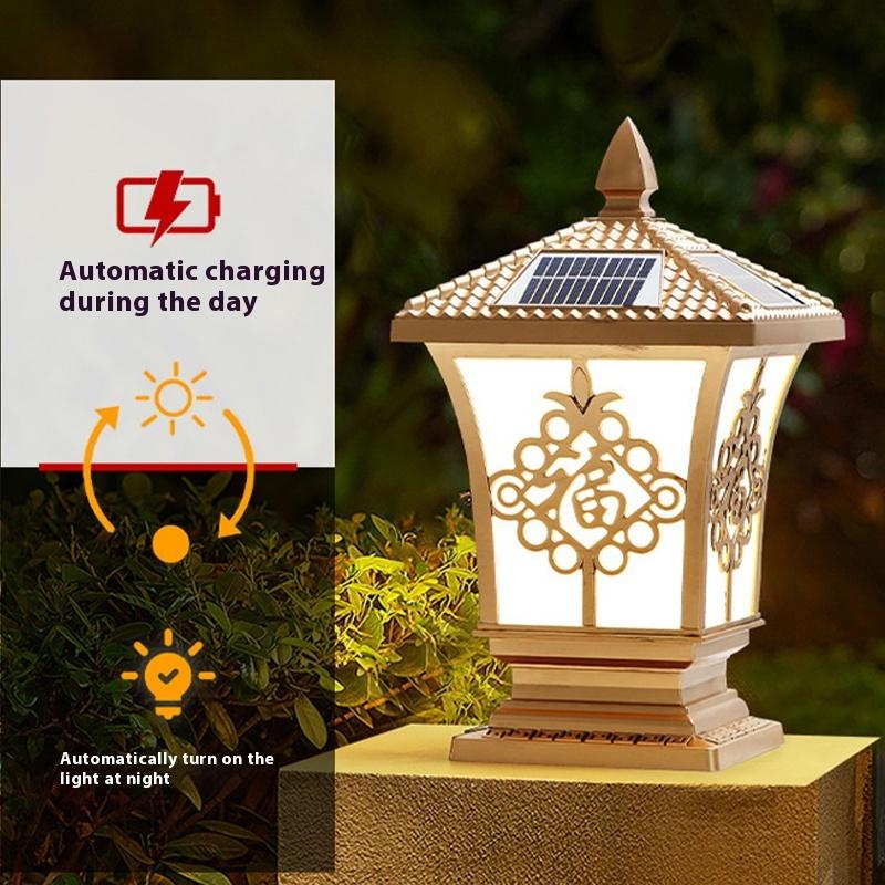 Solar Stigma Lamp Led Waterproof Outdoor Courtyard Doorstack Garden Fence Decor Villa Gate Pillar Wall Lamp Landscape