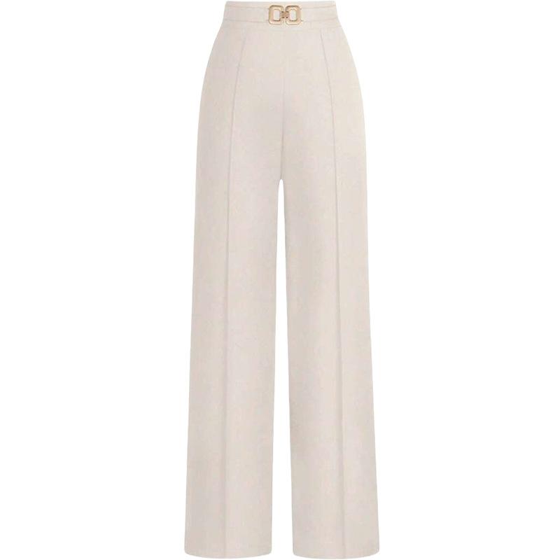Women's High Waist Wide Leg Pants with Drawstring Waist and Pleats Multi Colors