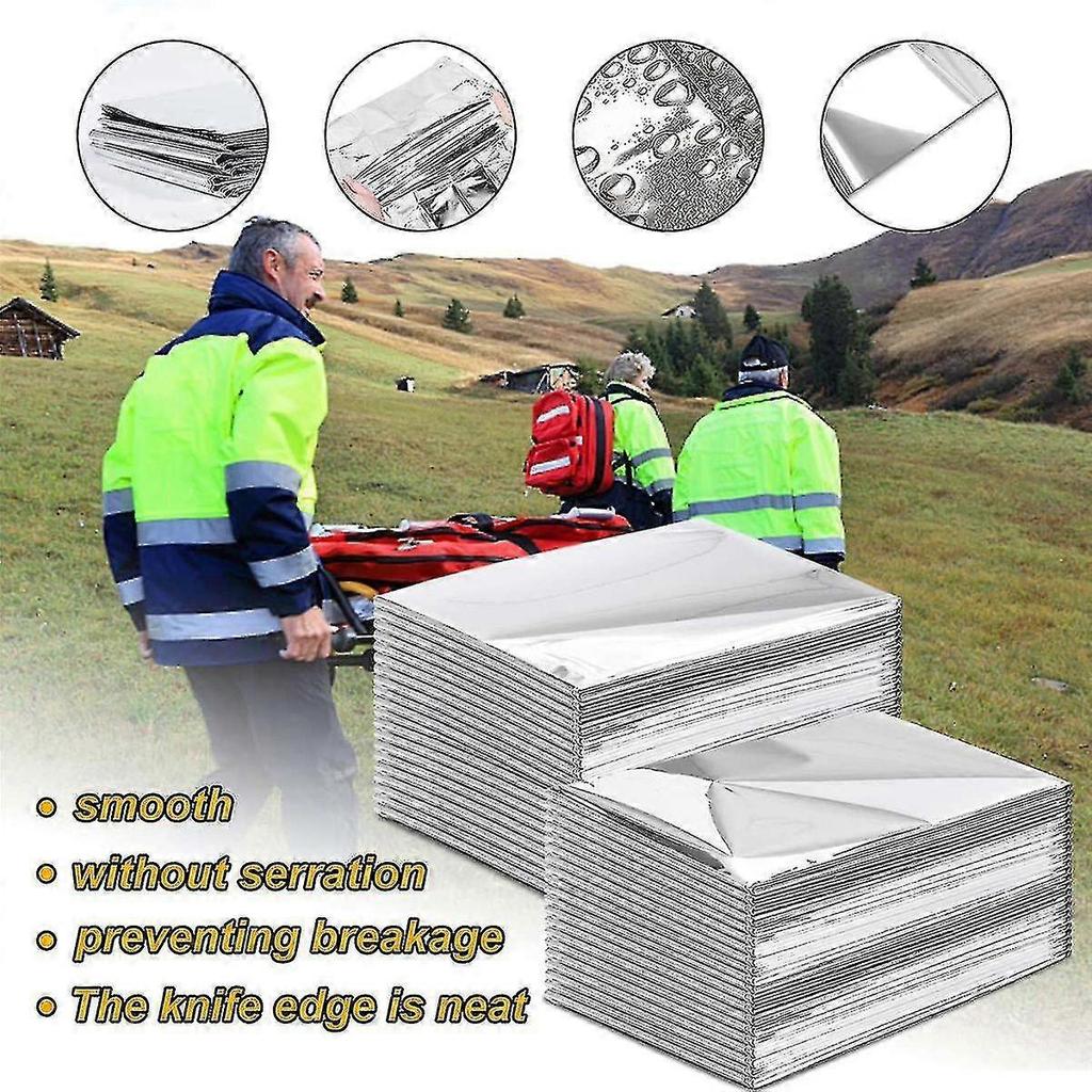 10pcs Outdoor Emergency Blanket Waterproof Space Curtain Foil Thermal Blanket 130x210cm Silver