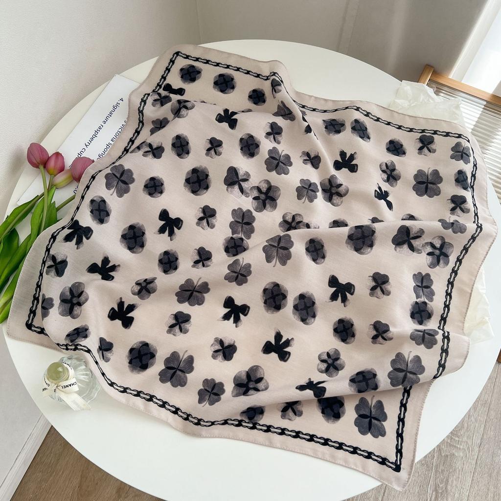 Old Money Wind Cashew Flower Cotton Brown Small Square Scarf Silk Scarf Scarf Shirt Shawl Hair Band Belt Scarf