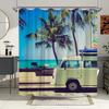 Shower Curtain Funny Shower Curtains for Bathroom Vintage Summer Holiday Retro Bus Camper Van Shower Curtains Surfboard Palm