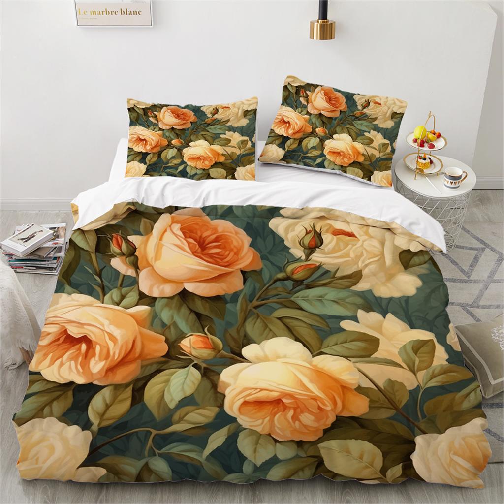 3D Flower Printed Duvet Cover King Twin Queen Double Size Kit Floral Pillowcase  New Wholesale Elegant Bedspread