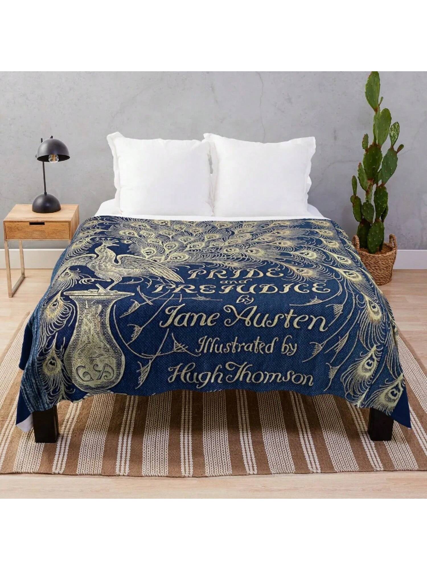 Pride And Prejudice Peacock Edition Book Cover Throw Blanket Thin Blanket Soft Plush Plaid Summer Blanket Velour 75X95CM
