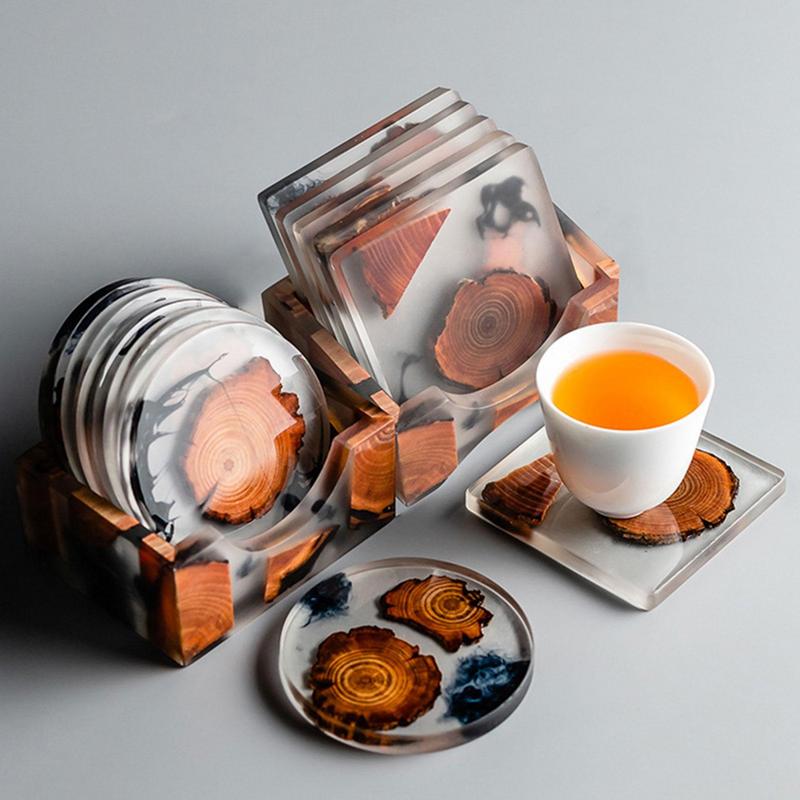 Wooden Tea Coaster Home Resin Insulation Simple Cup Holder Kitchen Glass Cup Holder Heat Insulation Anti-scalding Cup Holder