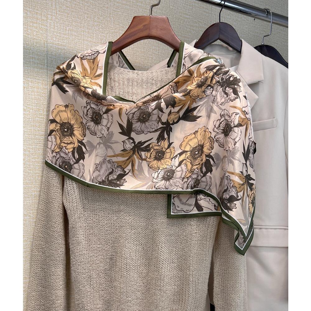 Light Luxury Astrolabe Silk Silk Scarf Spring And Autumn Medium And Long Bow Mulberry Silk Streamer Holiday Gift