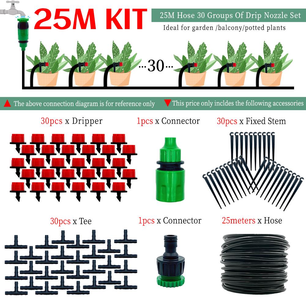 10M-30M Greenhouse DIY Drip Irrigation System Automatic Watering Garden Hose Micro Drip Watering Kits with Adjustable Drippers