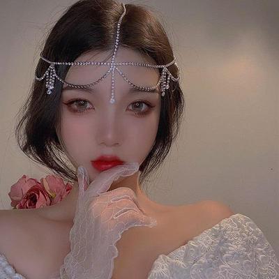 Silver Claw Chain Forehead Ornament - Trendy Wedding & Dance Accessory for Brides & Children.