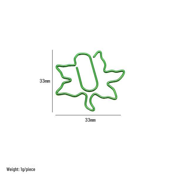 Maple Leaf Green Metal Paper Clips for Office and File Organization