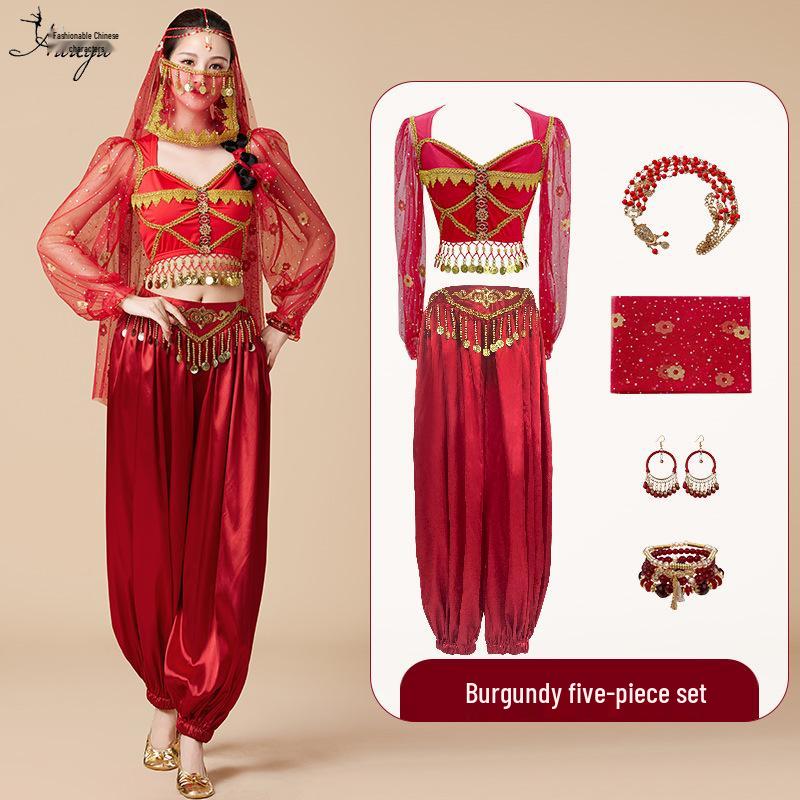 Halloween Princess Jasmine Cosplay Costume: Belly Dance & Stage Performance Set