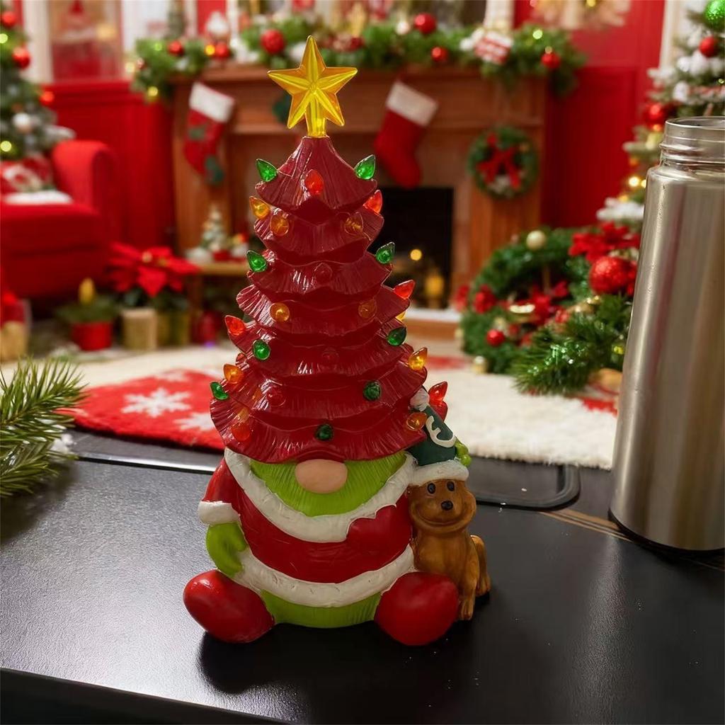 Christmas Dwarf Battery Luminous Resin Dwarf Christmas Tree Desktop Decoration