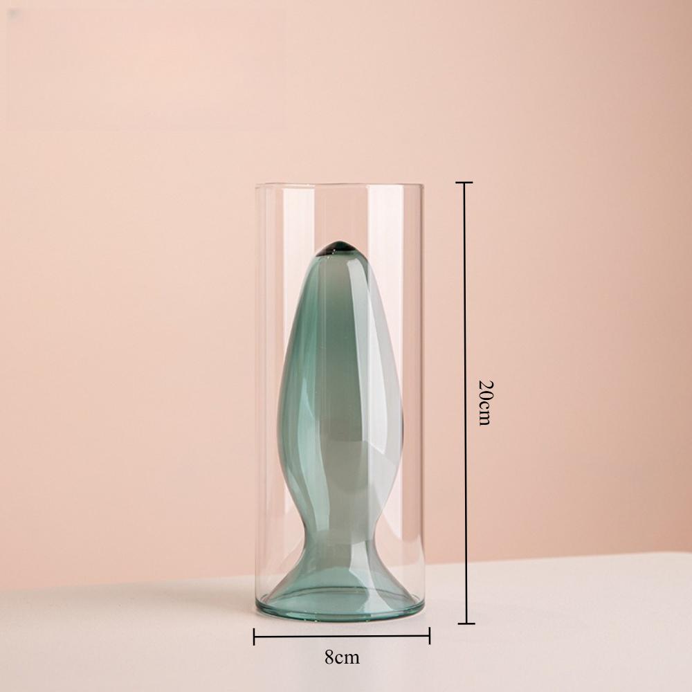 European Style Minimalist Colored Glass Double-layer Transparent Vase Creative Desktop Hydroponic Vase Home Decoration