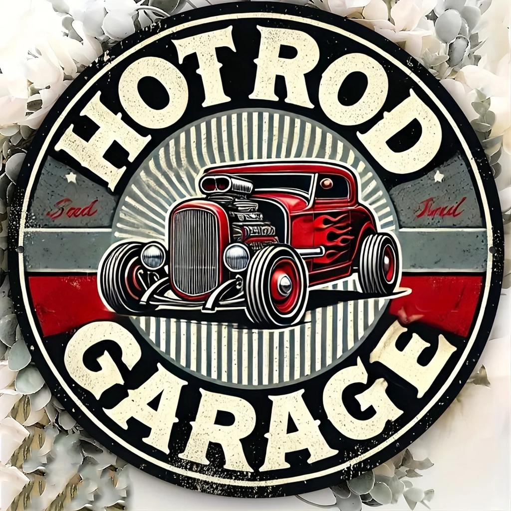 Vintage Garage Round Aluminum Metal Sign Rustic Wall Art Plaque For Bedroom Dining Room Office Decor Mechanics Gift