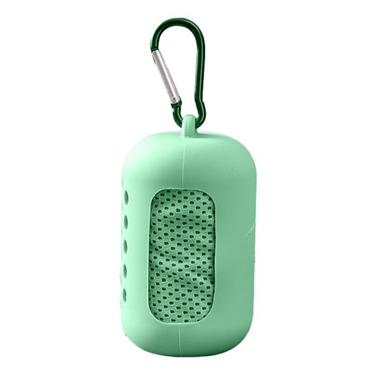 

Reusable Cooling Towel Microfiber Cooling Towel with Carabiner Silicone Case Breathable Sweat Towel for Neck Face Running Hiking Fitness 1 Set зелений
