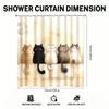 Cute Furry Cat And Paw Print Shower Curtain Set With 12 Hooks 180x180cm Waterproof Bathroom Decor