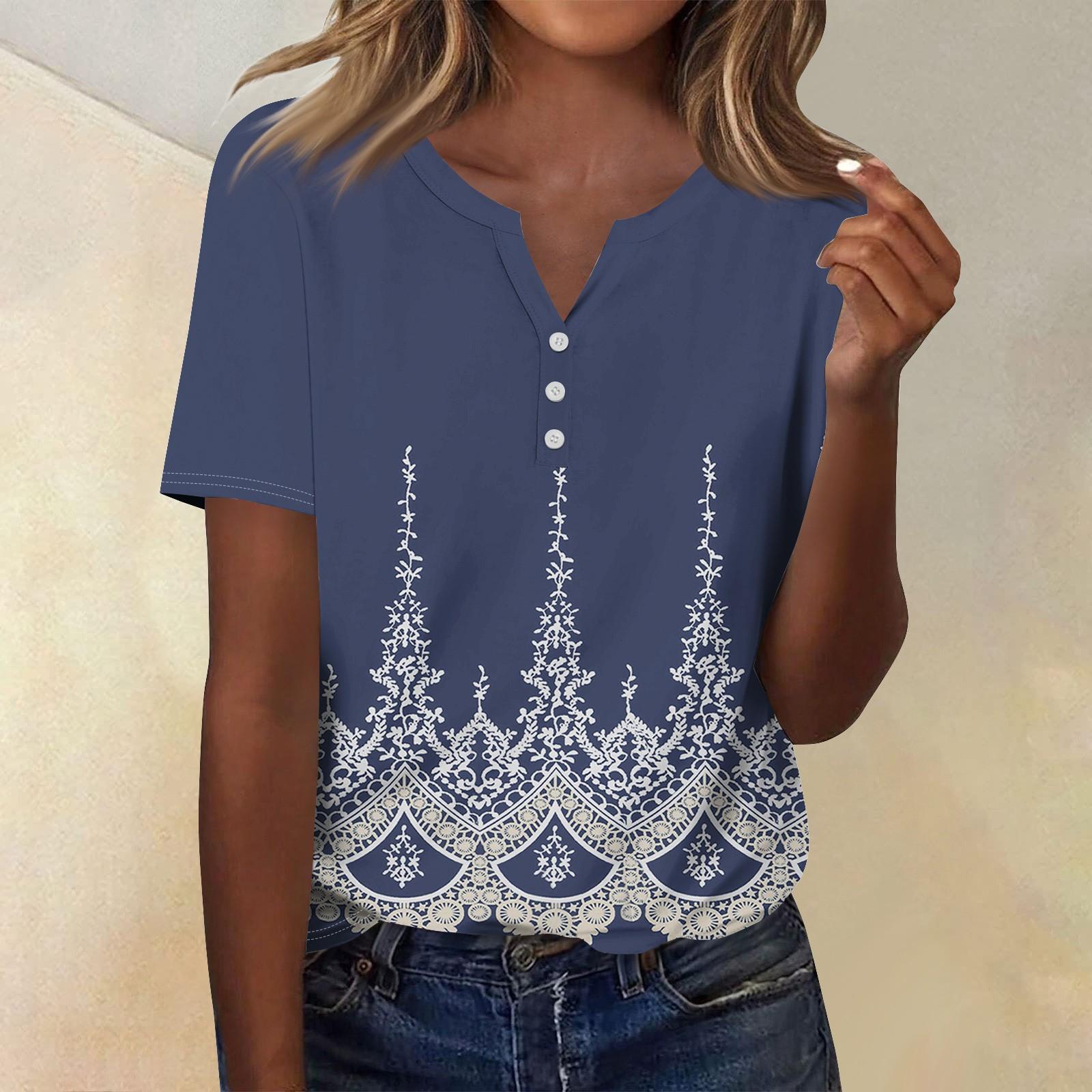 

Женская мода повседневный топ с коротким рукавом и цветочным принтом XXXL