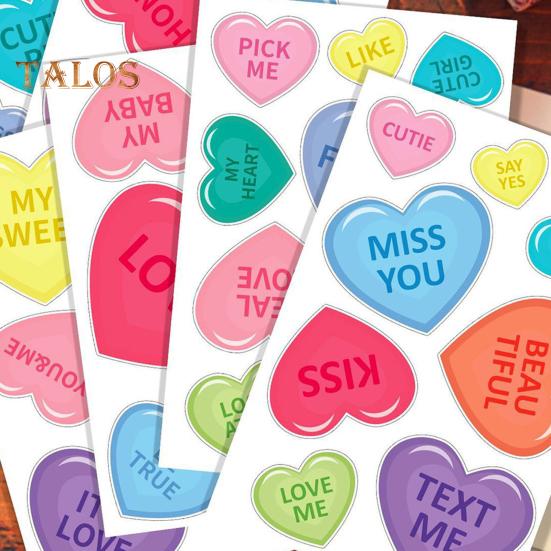 8 Sheets/Set Love Heart Window Cling PVC Reusable Colorful Valentine's Day Heart Shaped Electrostatic Glass Cling Decoration Sticker Decal