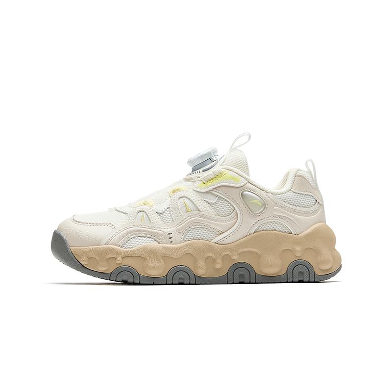 Anta Childrens Brownie Synthetic Leather Mesh Fashion Versatile Trendy Thick Sole Non-Slip Wear-Resistant Breathable Low-Top Casual Shoes A22538809