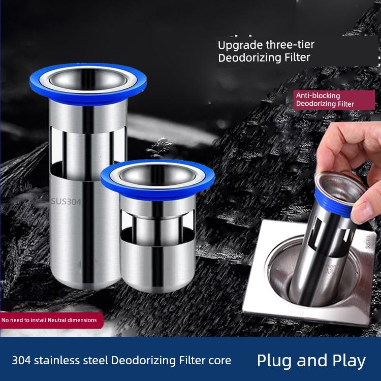 Deodorant Floor Drain Small Caliber 304 Deodorant Device Bathroom Sewer Deodorant Artifact Water Seal Tube Silicone Inner Core