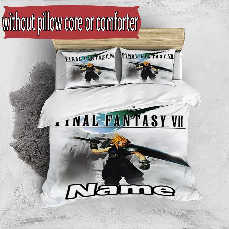 3pcs Duvet Cover Set (1*Duvet Cover + 2*Pillowcase, Without Core), Custom Name Final Fantasy Pattern Bedding Set, Home Bedroom Decor Gift