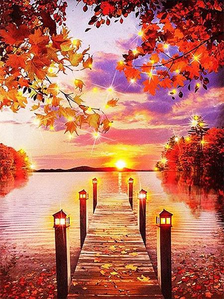 5D Diamond Painting New Arrivals Tree Bridge Full Square Round Embroidery Mosaic Landscape Home Decor