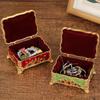 Mini Portable Jewelry Storage Box Bracelet Organizer,Embossed Castle Enamel Alloy Ring Storage Jar Dresser Display Decorative