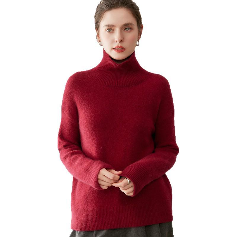 2025 Women's Thick Cashmere High Neck Loose Sweater: Winter Short Inner Layer