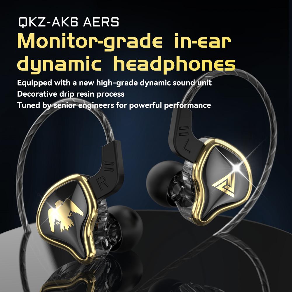 QKZ AERS Wired Earphones HIFI Heavy Bass In Ear Monitor 3.5mm AUX In-Ear Headphones With Mic Noise Cancell Sport Game Music