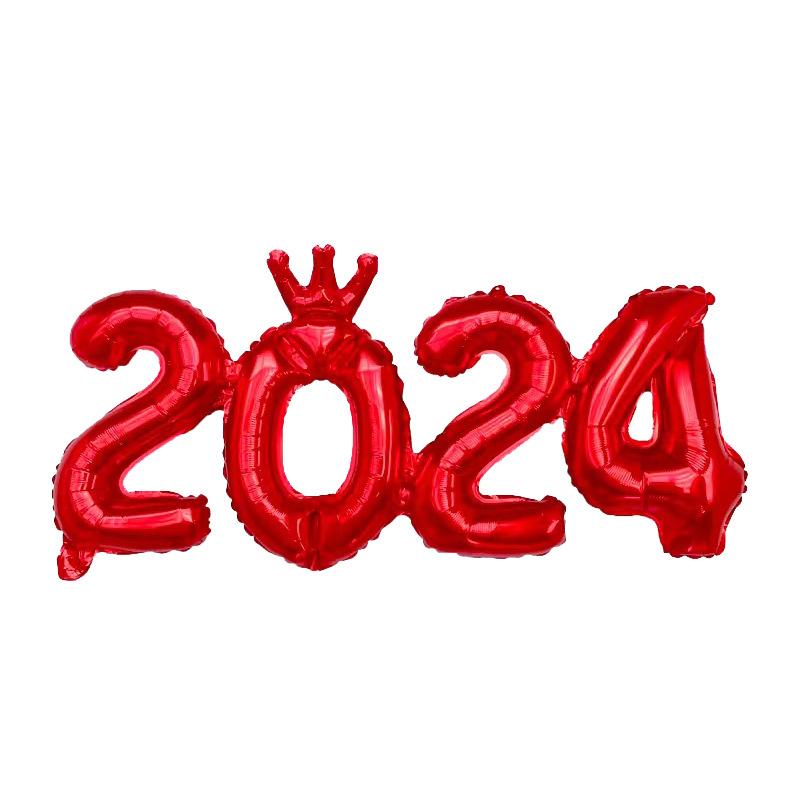 2024 New Year's Decoration Balloon 16 Inch Siamese Numbers Aluminium Film Balloon Company Anniversary Celebration Family Gathering Balloon