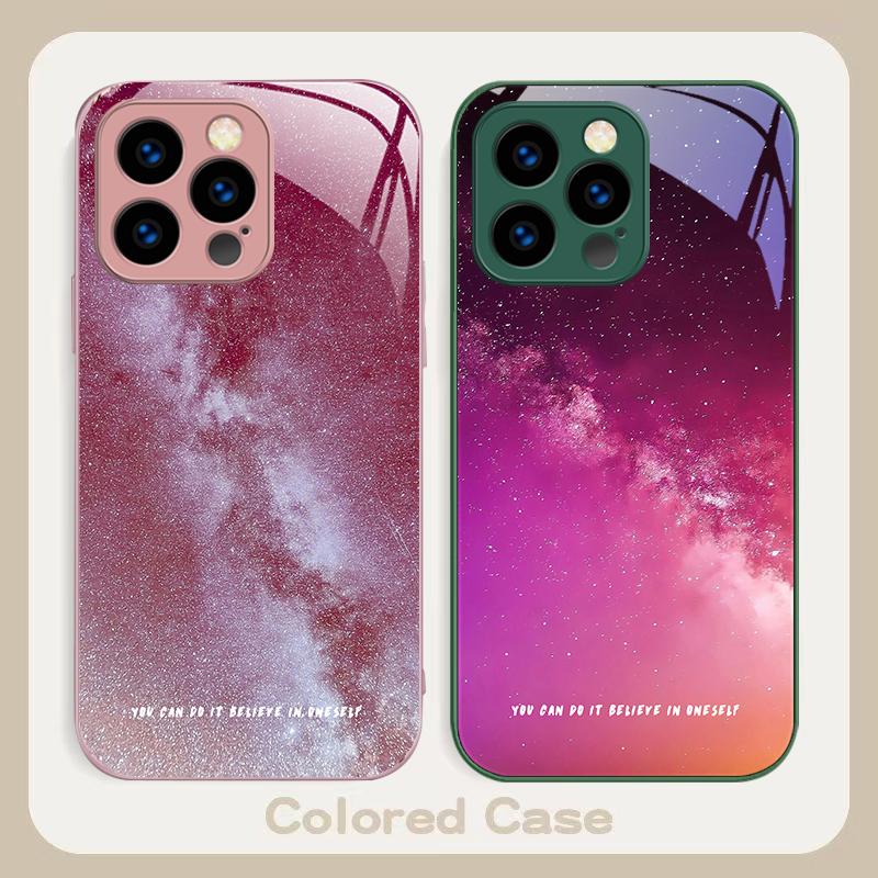 Brilliant Starry Sky For IPhone 16 Plus 15 14 13 12 Mini 11 Pro Max X XS XR 7 8 Plus 2022 Tempered Glass Phone Case