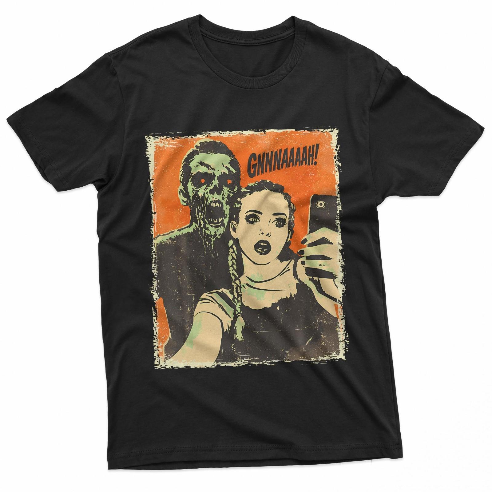 Vintage Horror Comic Zombie Selfie Creepy Cute Halloween T-Shirt XXXL
