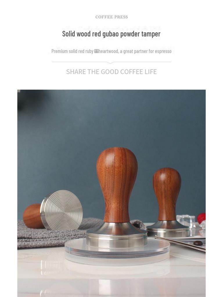 304 Edelstahl Kaffeetamper, Rot Guibao, Solider flacher Boden, Gewindet, 51/58mm