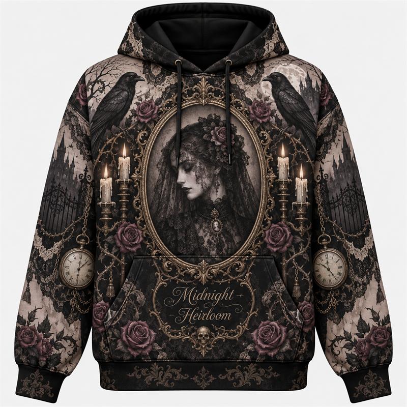 Halloween Hoodie 2026 Trendiger 3D-Druck Gothic Streetwear Übergroßer Pullover Geist Kürbis Totenkopf Hexe Horror Vintage Lässig