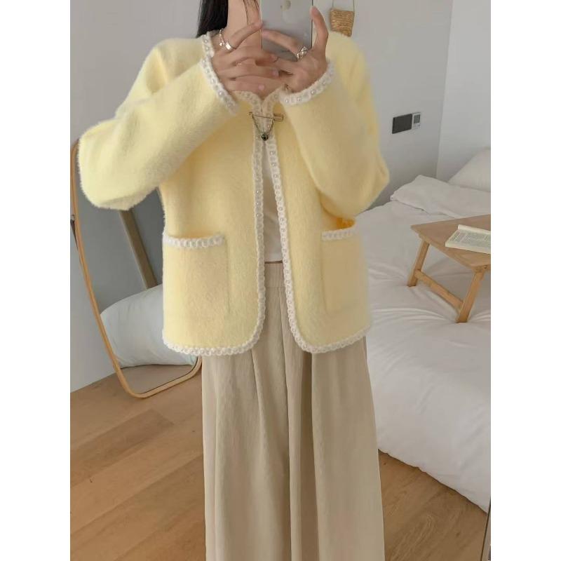 

Женский вязаный кардиган из искусственной норки, новый осенне-зимний темпераментный свитер-жакет для женщин one size fits all